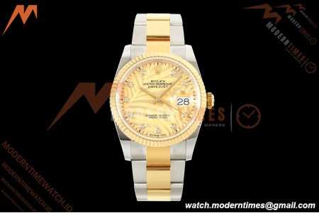 Rolex - Datejust 126233 36mm Oys Flt 904L YG/SS G-Palm/Dia ARF SH3235 | 롤렉스 - 데이트저스트 126233 36mm 오이즈 플렛 904L YG/SS G-팜/다이아 ARF SH3235