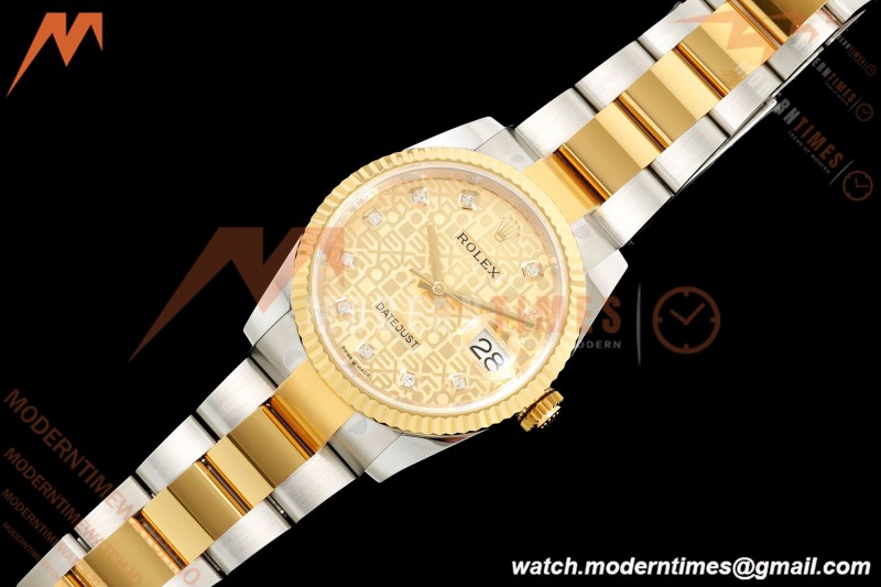 Rolex - Datejust 126233 36mm Oys Flt 904L YG/SS Gold/Rmn ARF SH3235 | 롤렉스 - 데이트저스트 126233 36mm 오이즈 플렛 904L YG/SS 실버 주브/다이아 ARF SH3235