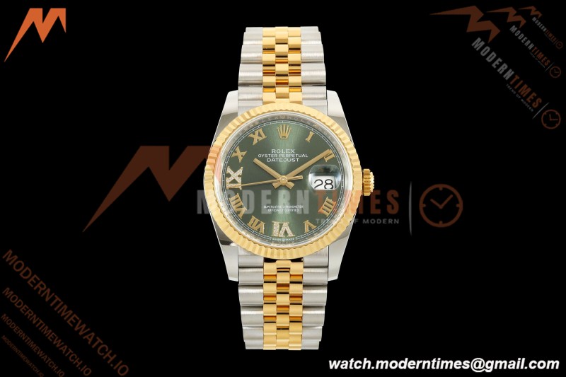 Rolex - Datejust 126233 36mm Jub Flt 904L YG/SS Green/Rmn ARF SH3235