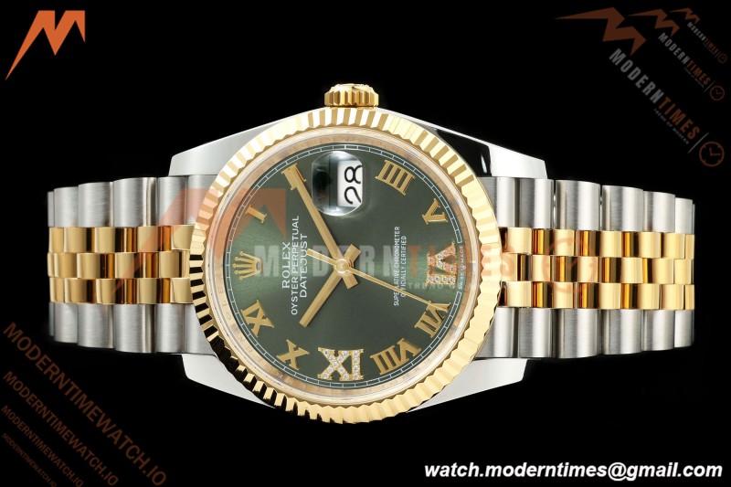Rolex - Datejust 126233 36mm Jub Flt 904L YG/SS Green/Rmn ARF SH3235