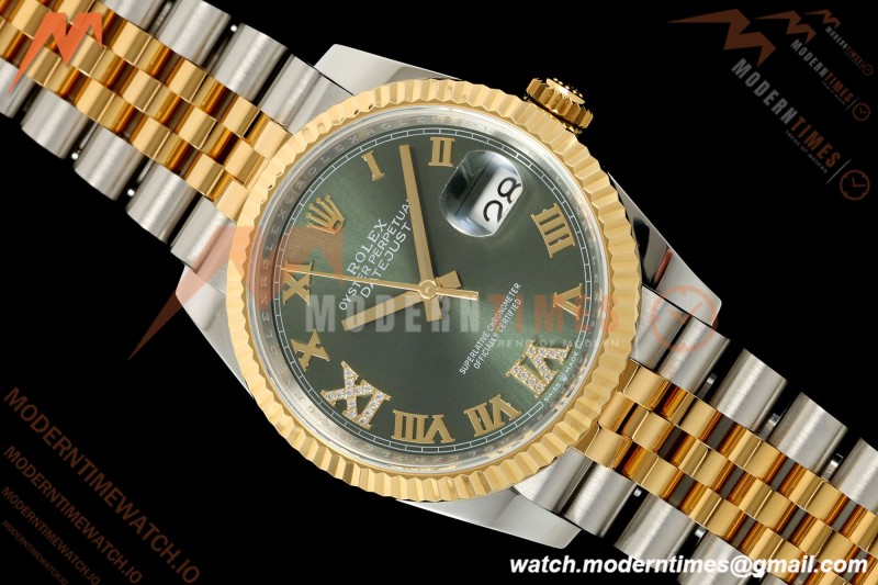 Rolex - Datejust 126233 36mm Jub Flt 904L YG/SS Green/Rmn ARF SH3235