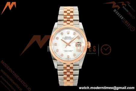 Rolex - Datejust 126231 36mm Jub Flt 904L RG/SS Wht/MOP/Dia ARF SH3235 | 롤렉스 - 데이트저스트 126231 36mm 주브 플랫 904L RG/SS 화이트/MOP/직경 ARF SH3235