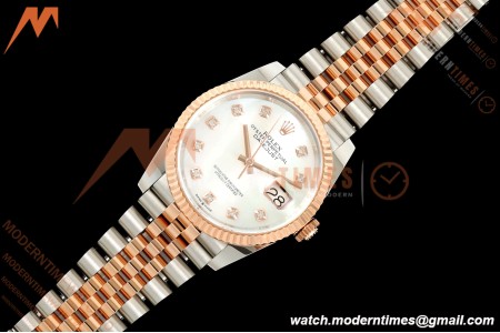 Rolex - Datejust 126231 36mm Jub Flt 904L RG/SS Wht/MOP/Dia ARF SH3235 | 롤렉스 - 데이트저스트 126231 36mm 주브 플랫 904L RG/SS 화이트/MOP/직경 ARF SH3235