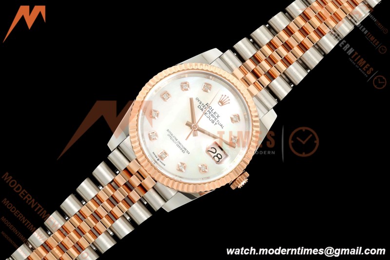 Rolex - Datejust 126231 36mm Jub Flt 904L RG/SS Wht/MOP/Dia ARF SH3235