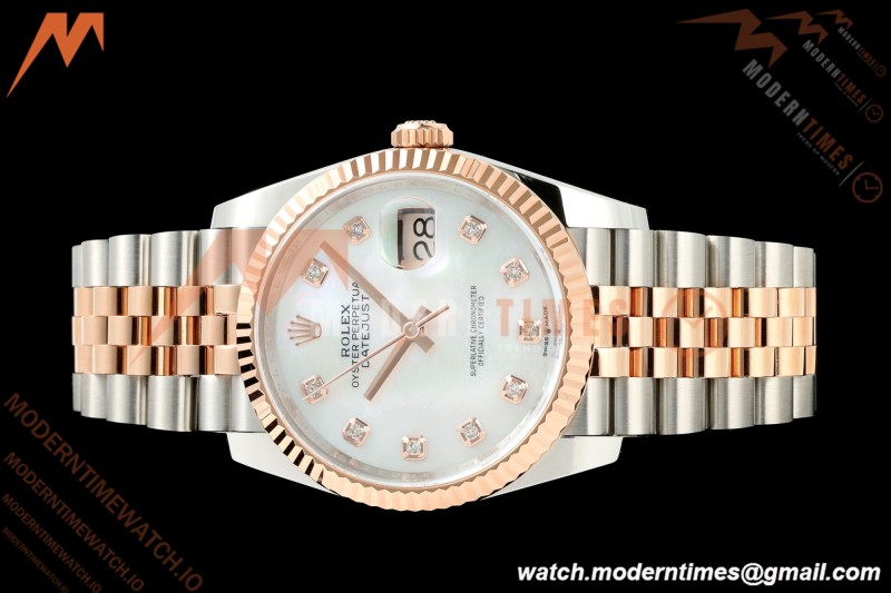 Rolex - Datejust 126231 36mm Jub Flt 904L RG/SS Wht/MOP/Dia ARF SH3235