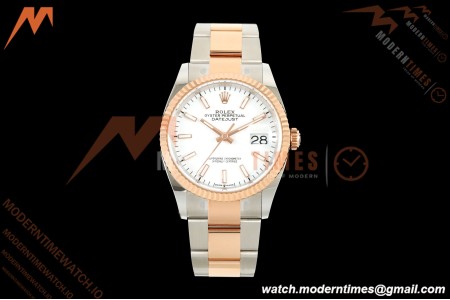 Rolex - Datejust 126231 36mm Oys Flt 904L RG/SS Wht/Stk ARF SH3235