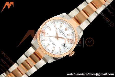 Rolex - Datejust 126231 36mm Oys Flt 904L RG/SS Wht/Stk ARF SH3235