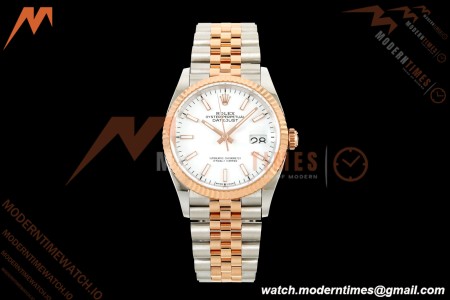 Rolex - Datejust 126231 36mm Jub Flt 904L RG/SS Wht/Stk ARF SH3235 | 롤렉스 - 데이트저스트 126231 36mm 주얼리 플랫 904L RG/SS 화이트/스틸 ARF SH3235