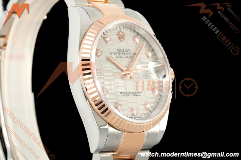 Rolex - Datejust 126231 36mm Oys Flt 904L RG/SS F-Silv/Dia ARF SH3235
