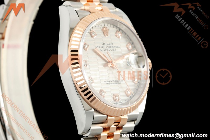 Rolex - Datejust 126231 36mm Jub Flt 904L RG/SS F-Silv/Dia ARF SH3235