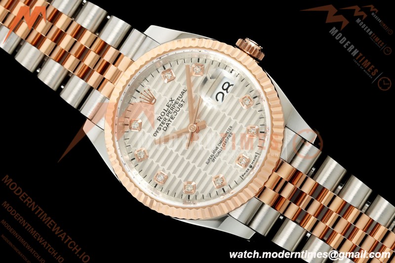 Rolex - Datejust 126231 36mm Jub Flt 904L RG/SS F-Silv/Dia ARF SH3235