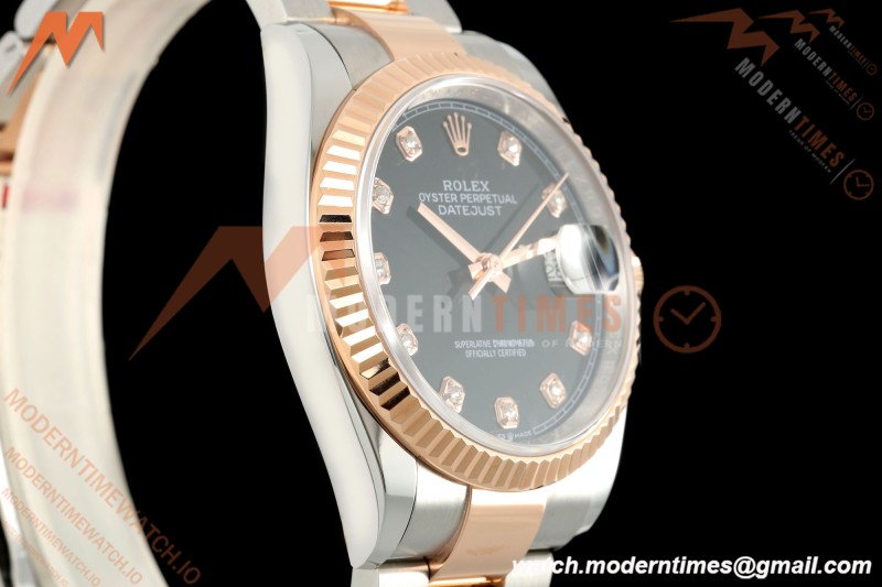 Rolex - Datejust 126231 36mm Oys Flt 904L RG/SS Blk/Dia ARF SH3235
