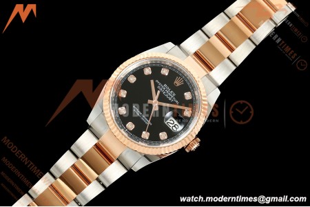 Rolex - Datejust 126231 36mm Oys Flt 904L RG/SS Blk/Dia ARF SH3235