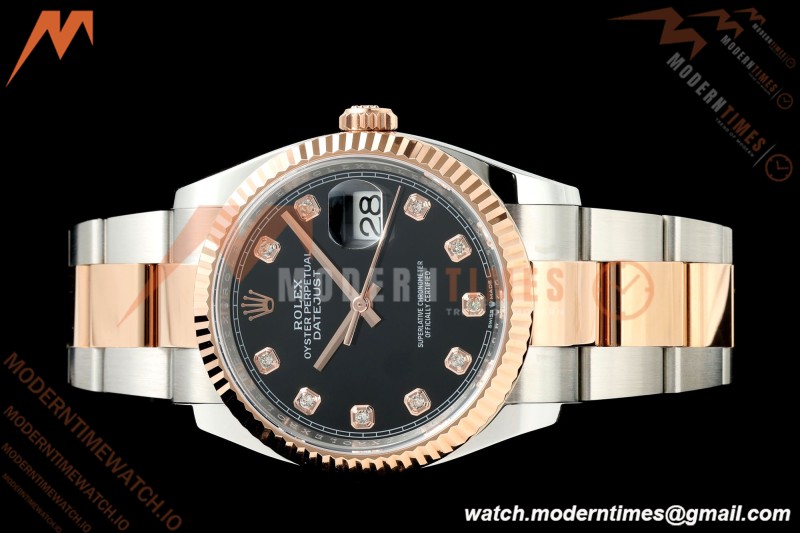 Rolex - Datejust 126231 36mm Oys Flt 904L RG/SS Blk/Dia ARF SH3235