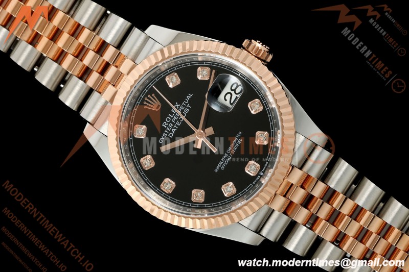 Rolex - Datejust 126231 36mm Jub Flt 904L RG/SS Blk/Dia ARF SH3235