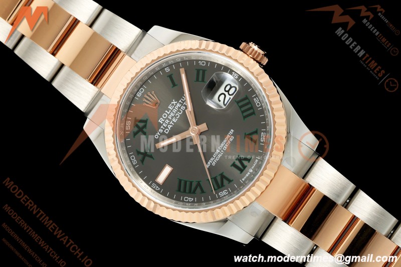 Rolex - Datejust 126231 36mm Oys Flt 904L RG/SS Grey Wimbledon/Roman ARF SH3235