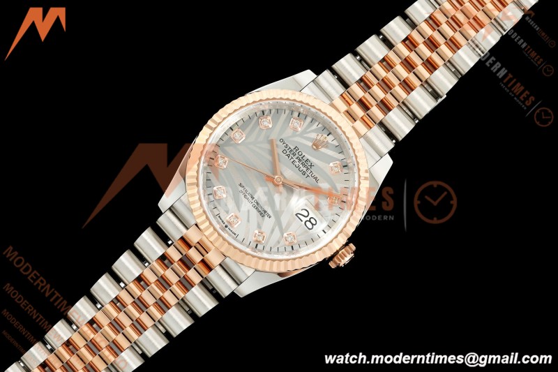 Rolex - Datejust 126231 36mm Jub Flt 904L RG/SS Silver Palm Motif Dial ARF SH3235
