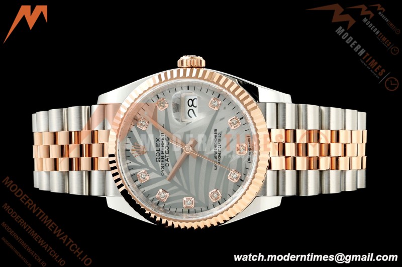 Rolex - Datejust 126231 36mm Jub Flt 904L RG/SS Silver Palm Motif Dial ARF SH3235