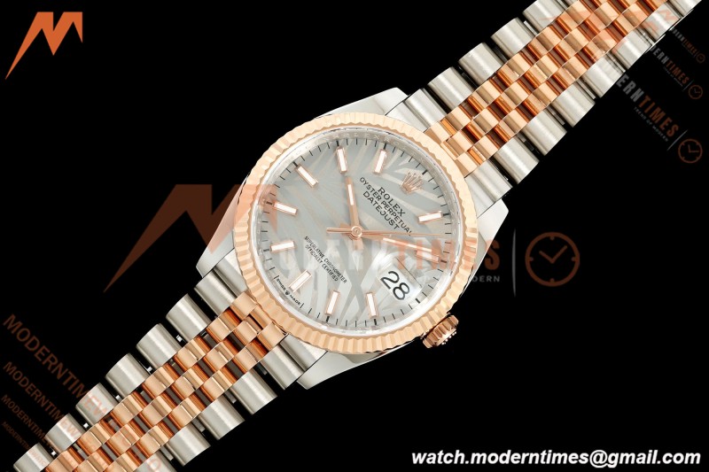 Rolex - Datejust 126231 36mm Jub Flt 904L RG/SS Silver Palm Motif Stick Dial ARF SH3235