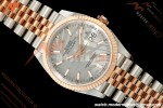 Rolex - Datejust 126231 36mm Jub Flt 904L RG/SS Silver Palm Motif Stick Dial ARF SH3235