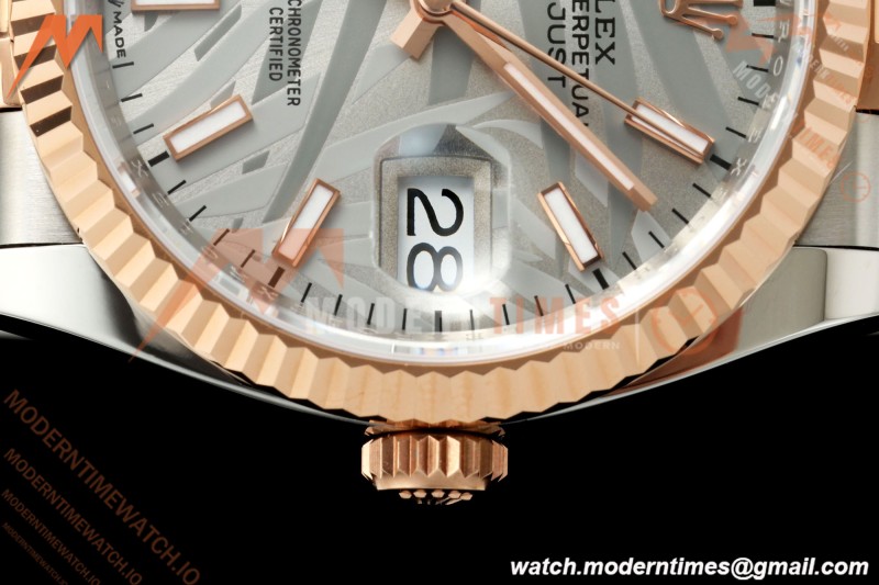 Rolex - Datejust 126231 36mm Jub Flt 904L RG/SS Silver Palm Motif Stick Dial ARF SH3235