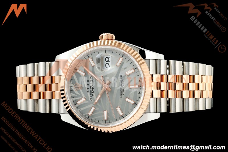Rolex - Datejust 126231 36mm Jub Flt 904L RG/SS Silver Palm Motif Stick Dial ARF SH3235