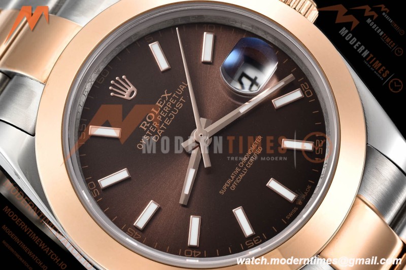 Rolex - Datejust 126301 41mm Oys Smt RG/SS Choco/Stk GDF MY8215 | 롤렉스 - 데이트저스트 126301 41mm 오이즈 스몰 세컨즈 RG/SS 초코/스틸 GDF MY8215