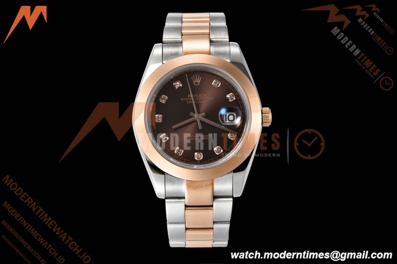 Rolex - Datejust 126301 41mm Oys Smt RG/SS Choco/Dia GDF MY8215 | 롤렉스 - 데이트저스트 126301 41mm 오이즈 스몰 세컨즈 RG/SS 초코/다이아 GDF MY8215