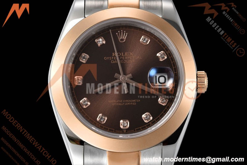 Rolex - Datejust 126301 41mm Oys Smt RG/SS Choco/Dia GDF MY8215 | 롤렉스 - 데이트저스트 126301 41mm 오이즈 스몰 세컨즈 RG/SS 초코/다이아 GDF MY8215