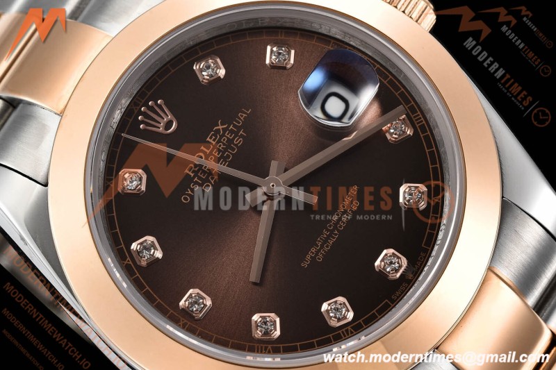 Rolex - Datejust 126301 41mm Oys Smt RG/SS Choco/Dia GDF MY8215 | 롤렉스 - 데이트저스트 126301 41mm 오이즈 스몰 세컨즈 RG/SS 초코/다이아 GDF MY8215