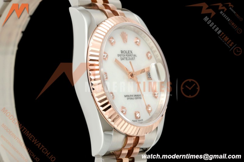 Rolex - Datejust 116231 36mm Jub Flt 316L RG/SS White Mop/Dia GMF A2824