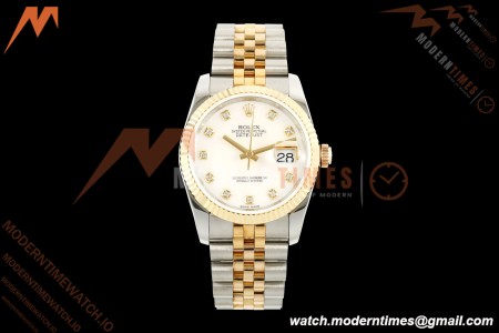 Rolex - Datejust 116233 36mm Jub Flt 316L YG/SS White Mop/Dia GMF VR3135 | 롤렉스 - 데이트저스트 116233 36mm 주브 플랫 316L YG/SS 화이트 모프/다이아 GMF VR3135