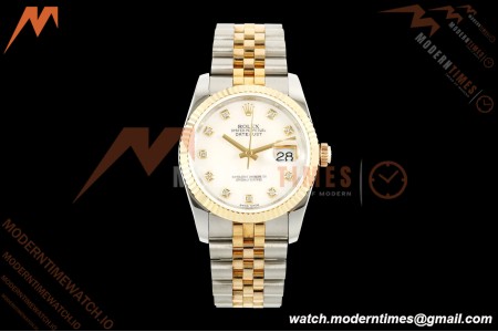 Rolex - Datejust 116233 36mm Jub Flt 316L YG/SS White Mop/Dia GMF VR3135 | 롤렉스 - 데이트저스트 116233 36mm 주브 플랫 316L YG/SS 화이트 모프/다이아 GMF VR3135