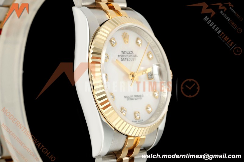 Rolex - Datejust 116233 36mm Jub Flt 316L YG/SS White Mop/Dia GMF VR3135 | 롤렉스 - 데이트저스트 116233 36mm 주브 플랫 316L YG/SS 화이트 모프/다이아 GMF VR3135