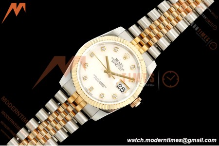 Rolex - Datejust 116233 36mm Jub Flt 316L YG/SS White Mop/Dia GMF VR3135 | 롤렉스 - 데이트저스트 116233 36mm 주브 플랫 316L YG/SS 화이트 모프/다이아 GMF VR3135