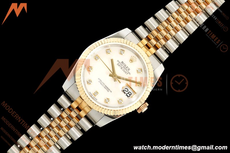 Rolex - Datejust 116233 36mm Jub Flt 316L YG/SS White Mop/Dia GMF VR3135 | 롤렉스 - 데이트저스트 116233 36mm 주브 플랫 316L YG/SS 화이트 모프/다이아 GMF VR3135