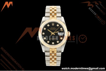 Rolex - Datejust 116233 36mm Jub Flt 316L YG/SS Blk/Dia GMF A2824 | 롤렉스 - 데이트저스트 116233 36mm Jub Flt 316L YG/SS Blk/Dia GMF A2824