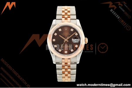 Rolex - Datejust 116231 36mm Jub Flt 316L RG/SS Brn/Dia GMF VR3135