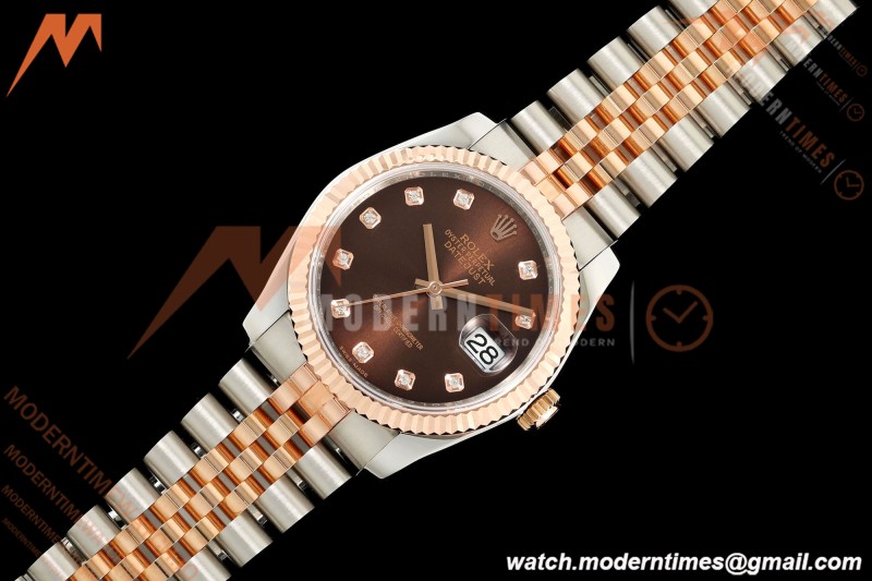 Rolex - Datejust 116231 36mm Jub Flt 316L RG/SS Brn/Dia GMF VR3135