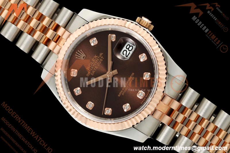 Rolex - Datejust 116231 36mm Jub Flt 316L RG/SS Brn/Dia GMF VR3135