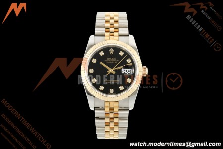 Rolex - Datejust 116233 36mm Jub Flt 316L YG/SS Blk/Dia GMF VR3135 | 롤렉스 - 데이트저스트 116233 36mm 주브 플랫 316L YG/SS 블랙/다이아 GMF VR3135