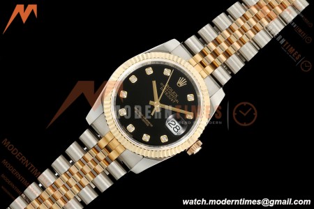 Rolex - Datejust 116233 36mm Jub Flt 316L YG/SS Blk/Dia GMF VR3135 | 롤렉스 - 데이트저스트 116233 36mm 주브 플랫 316L YG/SS 블랙/다이아 GMF VR3135