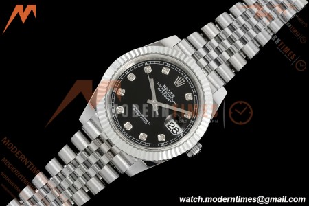 Rolex - Datejust 126334 41mm Gain Weight Jub Flt 904L SS/SS Blk/Dia QF SH3235 | 롤렉스 - 데이트저스트 126334 41mm 게인 웨이트 주브 플랫 904L SS/SS 블랙/다이아 QF SH3235