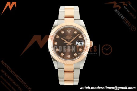 Rolex - Datejust 126331 41mm 904L Gold Wrapped Oys Flt RG/SS Brn/Dia BJF SH3235 | 롤렉스 - 데이트저스트 126331 41mm 904L 골드 랩 오이즈 플라이백 RG/SS 브라운/다이아 BJF SH3235