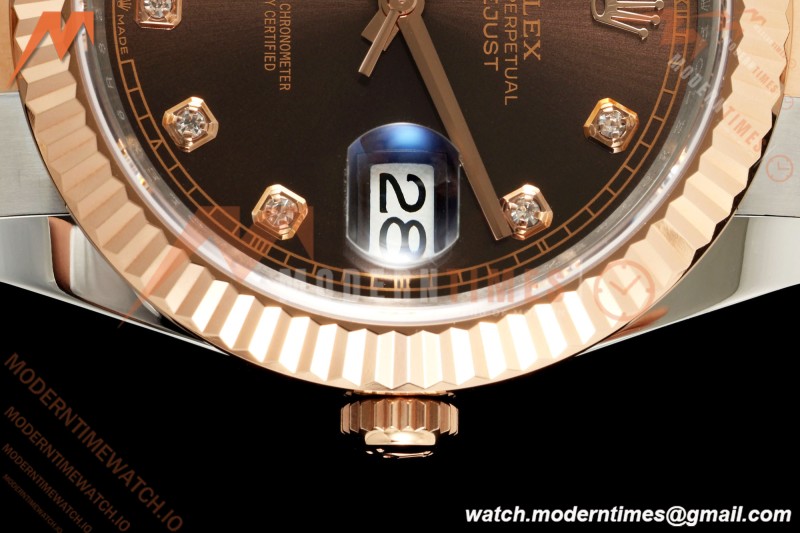 Rolex - Datejust 126331 41mm 904L Gold Wrapped Oys Flt RG/SS Brn/Dia BJF SH3235 | 롤렉스 - 데이트저스트 126331 41mm 904L 골드 랩 오이즈 플라이백 RG/SS 브라운/다이아 BJF SH3235