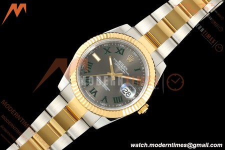 Rolex - Datejust 126333 41mm Wimbledon 904L Gold Wrapped Oys Flt YG/SS Grey/Rmn BJF SH3235 | 롤렉스 - 데이트저스트 126333 41mm 윔블던 904L 골드 랩 오이즈 플라이트 YG/SS 그레이/Rmn BJF SH3235