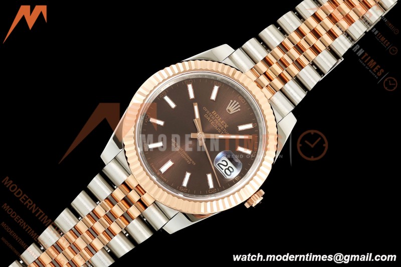 Rolex - Datejust 126331 41mm 904L Gold Wrapped Jub Flt RG/SS Choco/Stk BJF SH3235 | 롤렉스 - 데이트저스트 126331 41mm 904L 골드 랩드 주브 플라이백 RG/SS 초코/스틸 BJF SH3235