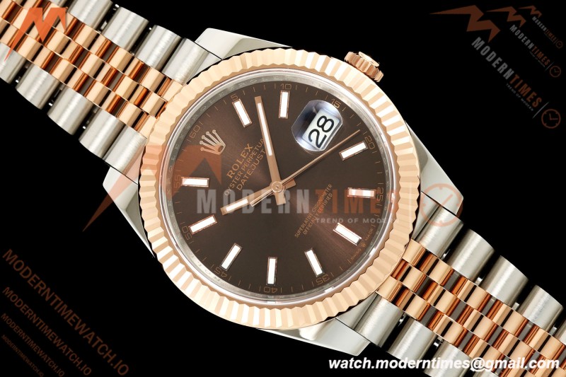 Rolex - Datejust 126331 41mm 904L Gold Wrapped Jub Flt RG/SS Choco/Stk BJF SH3235 | 롤렉스 - 데이트저스트 126331 41mm 904L 골드 랩드 주브 플라이백 RG/SS 초코/스틸 BJF SH3235