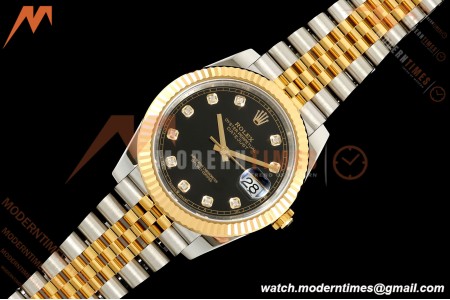 Rolex - Datejust 126333 41mm 904L Gold Wrapped Jub Flt YG/SS Blk/Dia BJF SH3235 | 롤렉스 - 데이트저스트 126333 41mm 904L 골드 랩드 주브 플라이백 YG/SS 블랙/다이아 BJF SH3235