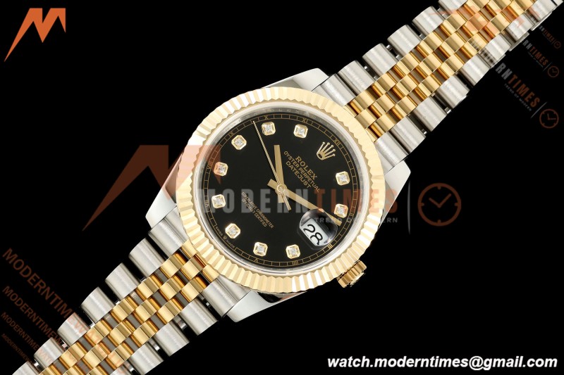Rolex - Datejust 126333 41mm 904L Gain Weight Jub Flt YG/SS Blk/Dia QF SH3235